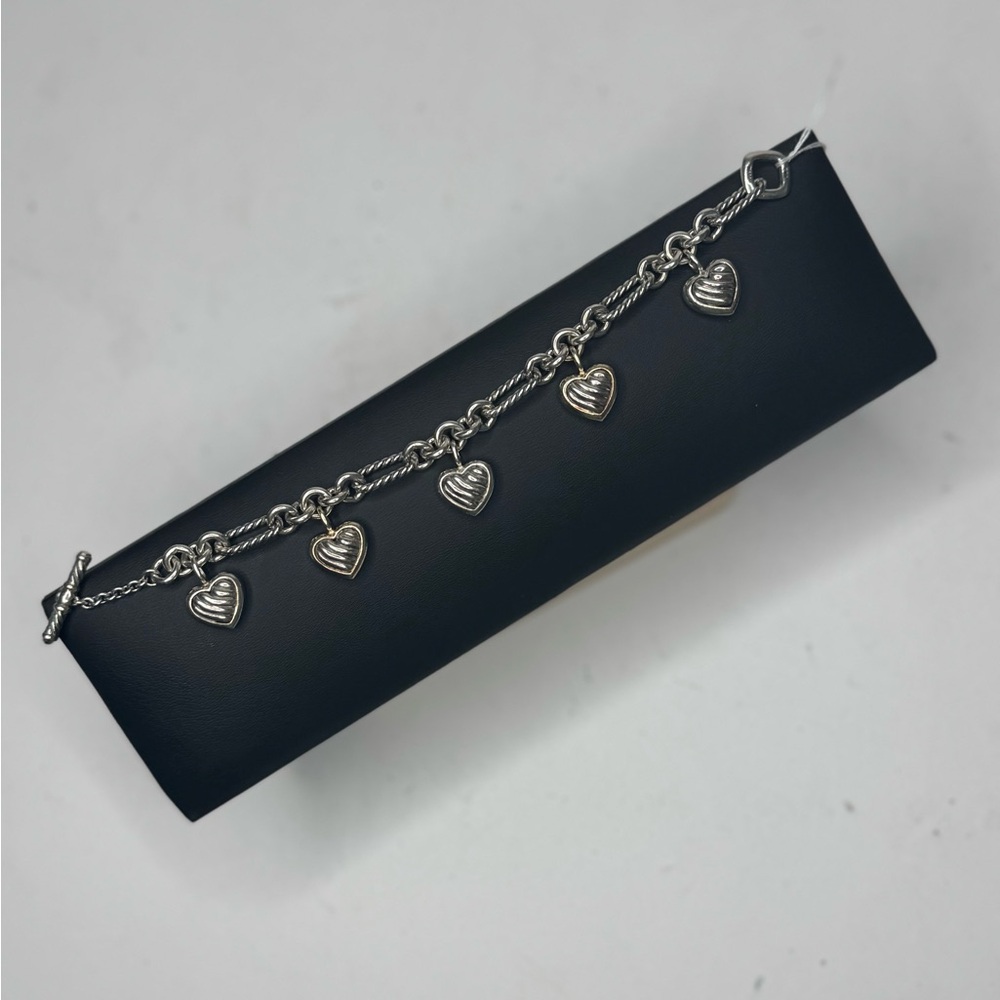 David Yurman 925/18k 5 Heart Charm Bracelet